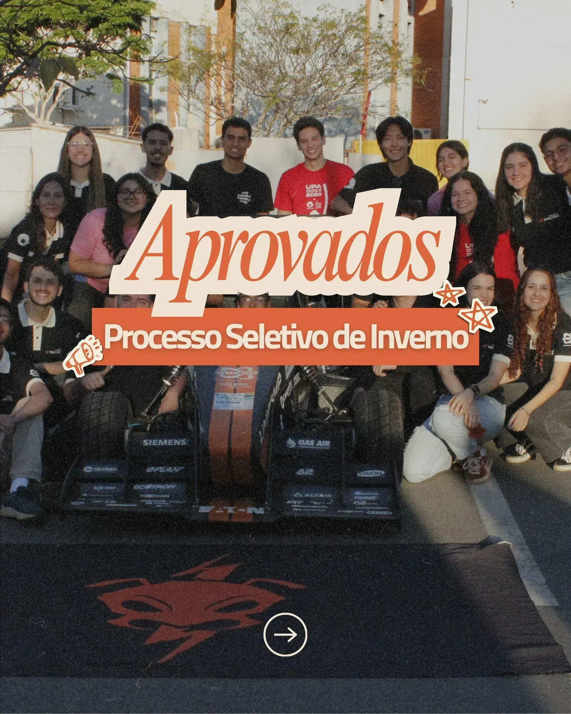 Lista de aprovados do Processo Seletivo E-Racing publicada em 25/09/2026